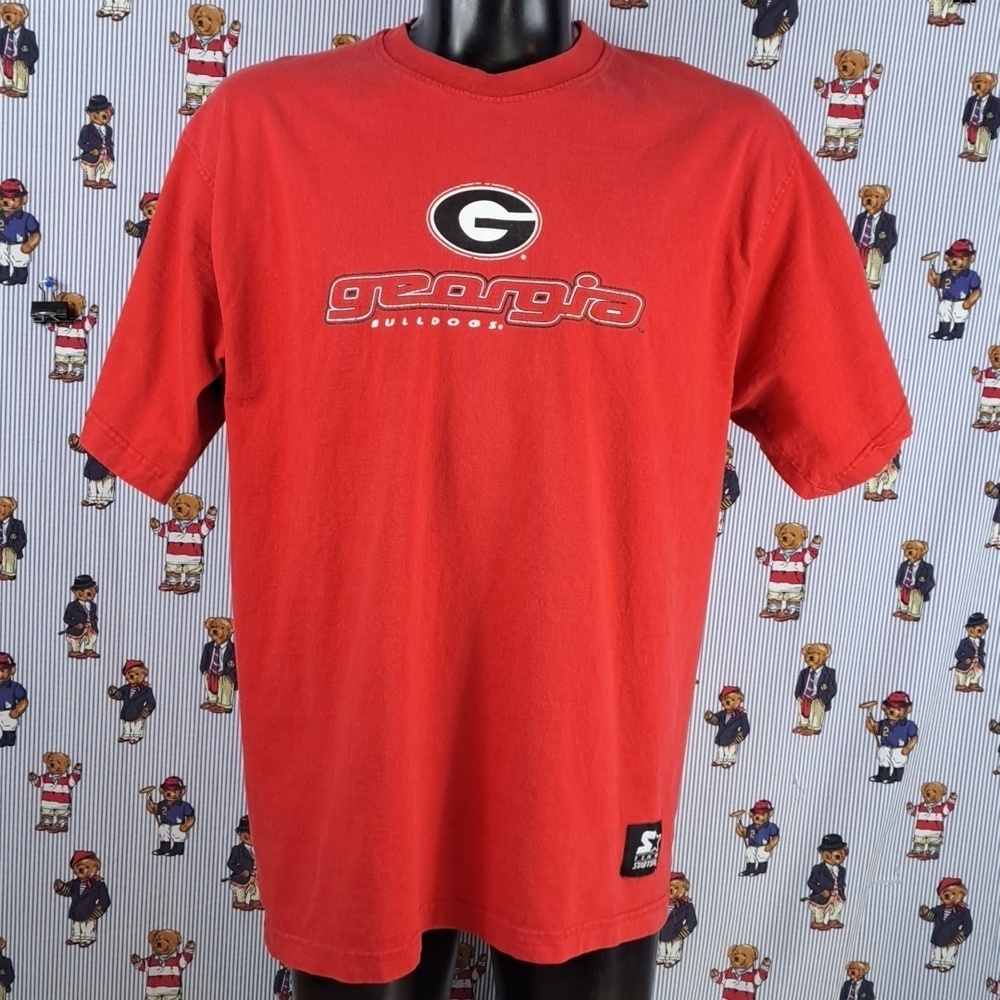Georgia Bulldogs Y2K Team Starter graphic logo red & white collegiate LG t-shirt - Picture 2 of 8